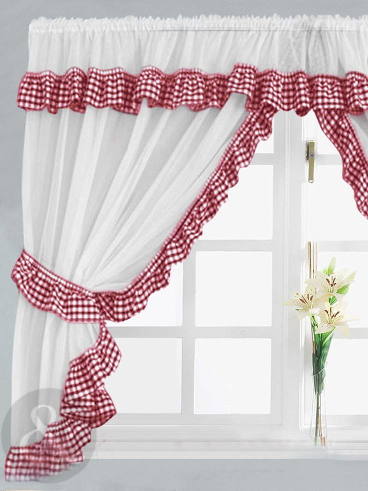 Red And White Kitchen Curtains
 Gingham Check Red & White Kitchen Curtain