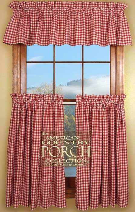 Red And White Kitchen Curtains
 Cottage Check Curtain Valances other colors beside red