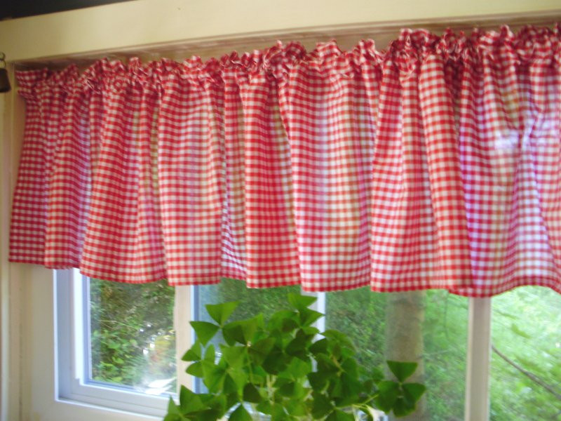 Red And White Kitchen Curtains
 Red Gingham Kitchen Café Curtain unlined or with white or