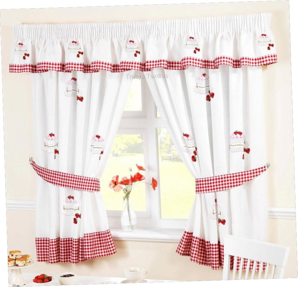 Red And White Kitchen Curtains
 Kitchen Designs And Decoration Red Curtains Design Retro