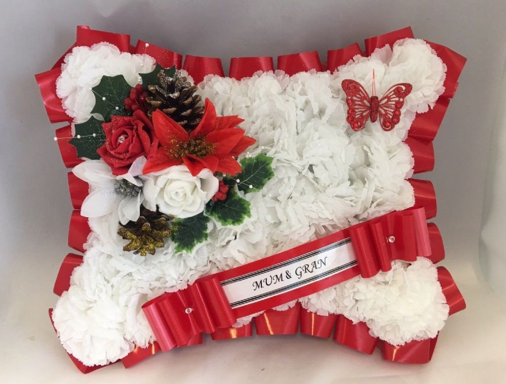 Red Christmas Flower Names
 ARTIFICIAL CHRISTMAS PILLOW WREATH FLOWERS MEMORIAL GRAVE