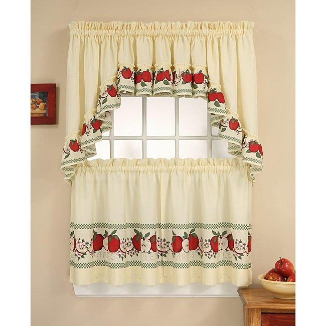 Red Kitchen Curtains
 Red Delicious Apple 3 piece Curtain Tier Swag Set