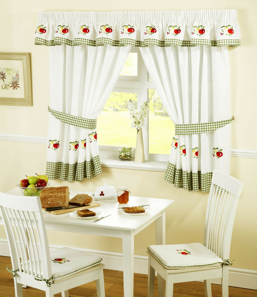 Red Kitchen Curtains
 APPLES AND PEARS GREEN RED GINGHAM KITCHEN CURTAINS W46" X