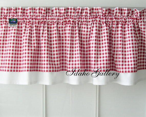 Red Kitchen Curtains
 Gingham Check Red and White Country Curtain Modern Double