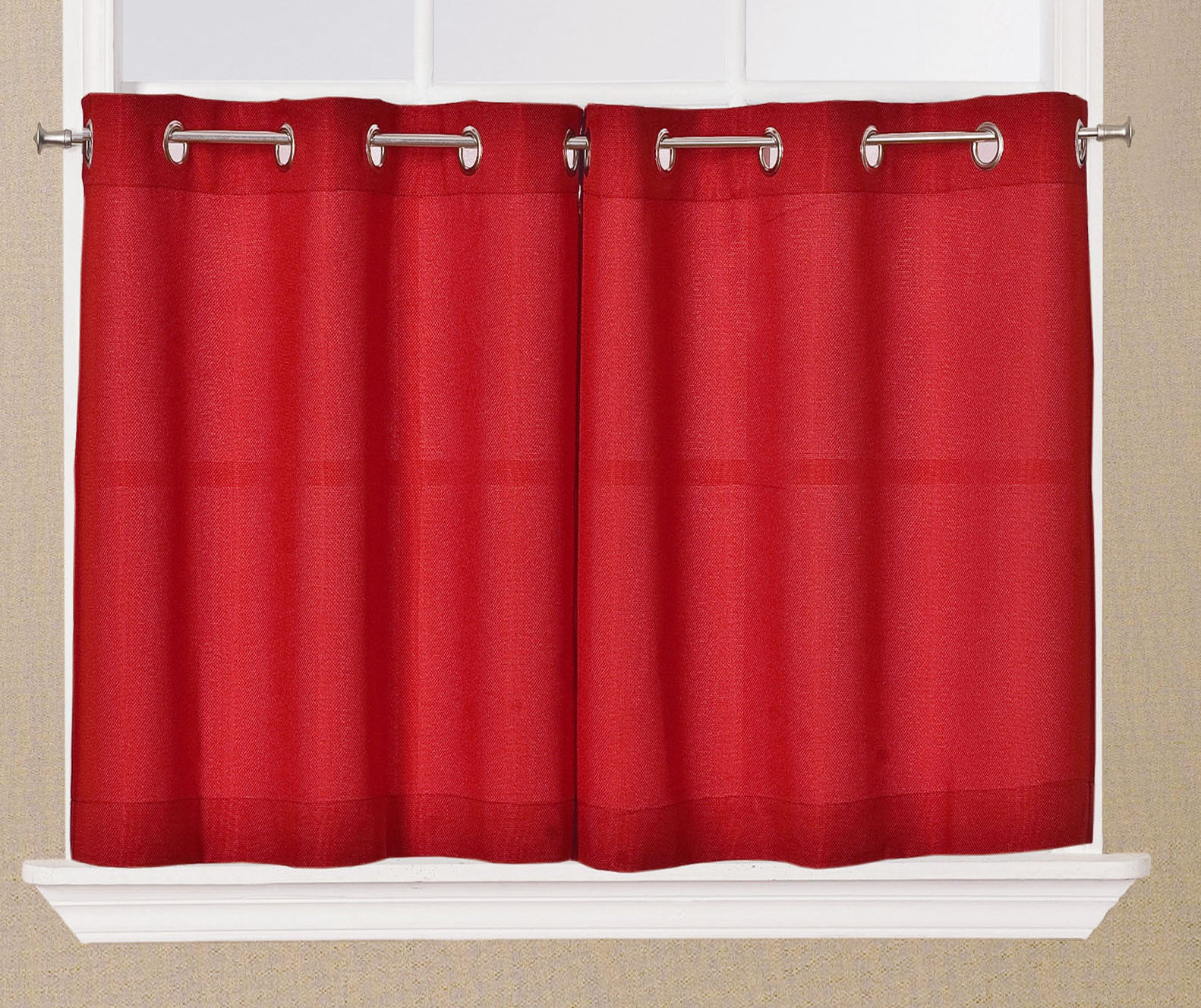 Red Kitchen Curtains
 Jackson Textured Solid Red Kitchen Curtain Choice Tiers or