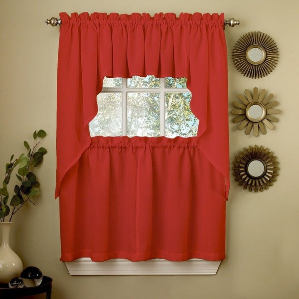 Red Kitchen Curtains
 Shop Opaque Red Ribcord Kitchen Curtain Pieces Tiers