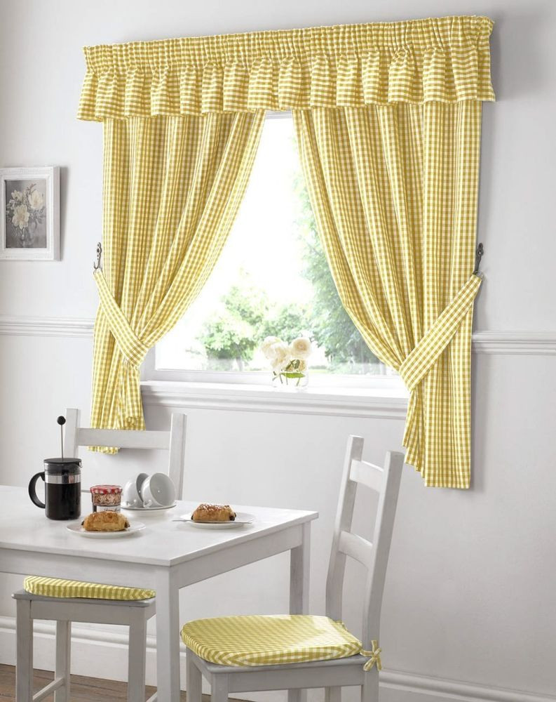 Red Kitchen Curtains
 GINGHAM CHECK YELLOW WHITE KITCHEN CURTAINS DRAPES W46 X