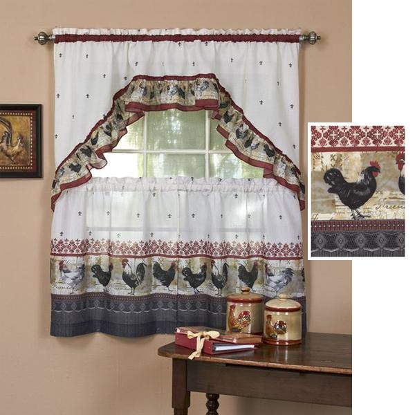 Rooster Kitchen Curtain
 3 PC Country Rooster Kitchen Curtains Tier Swag Set