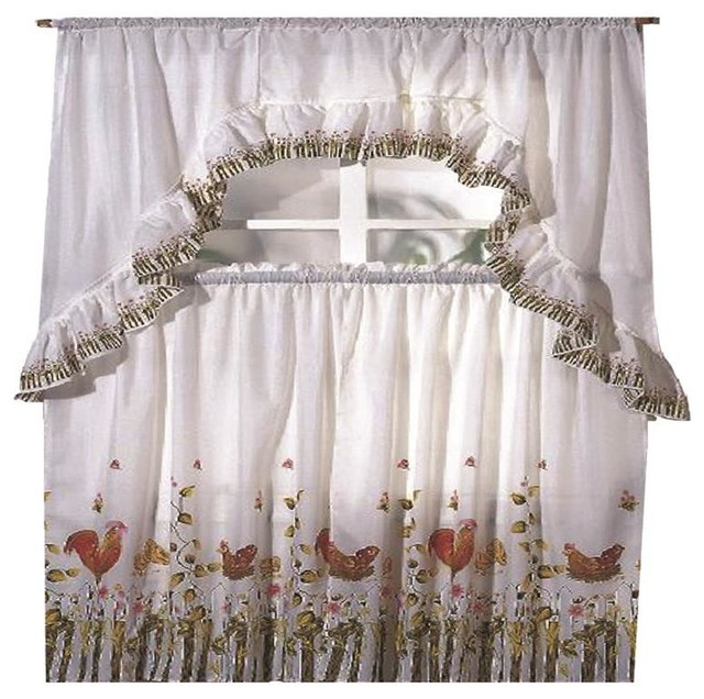 Rooster Kitchen Curtain
 Rooster Printed Kitchen Curtain Swag Set Farmhouse