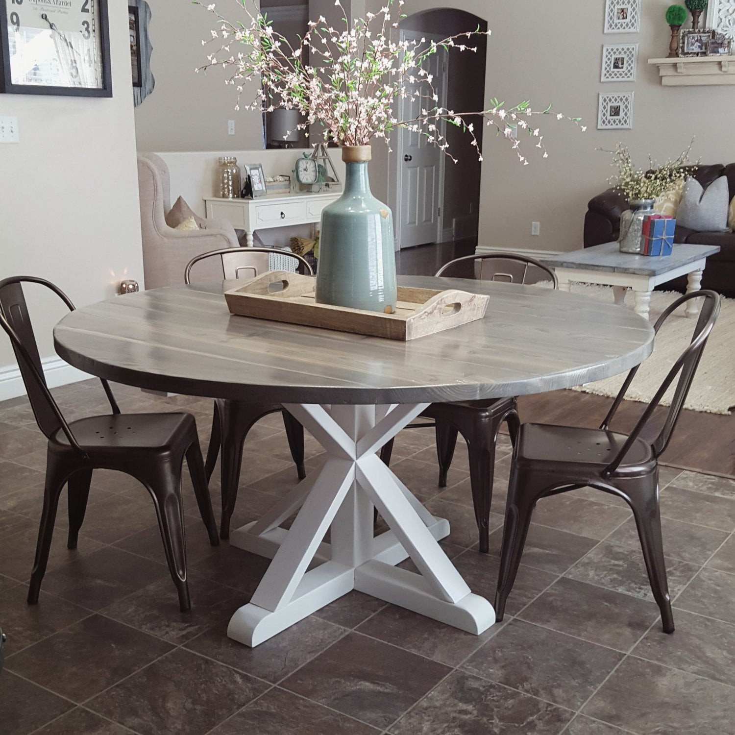 Rustic Round Kitchen Table
 rustic handmade round farmhouse dinning table