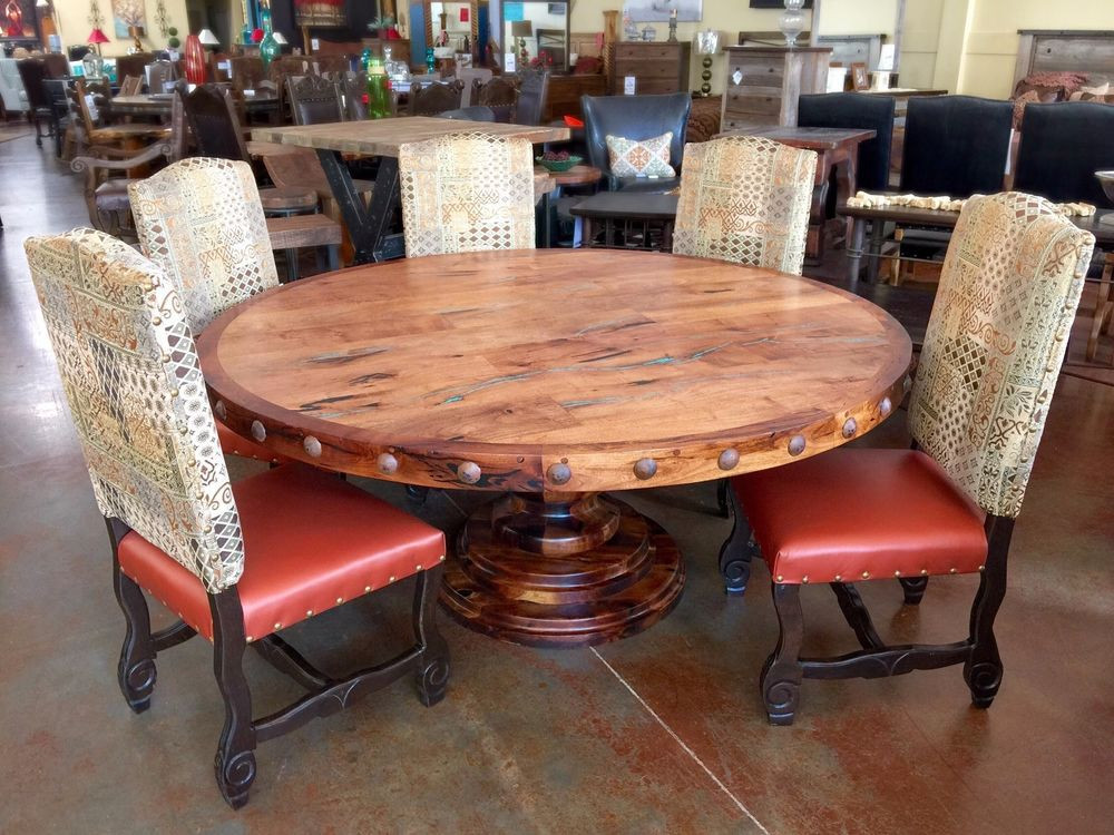 Rustic Round Kitchen Table
 Rustic Solid Mesquite Wood Round Dining Table with