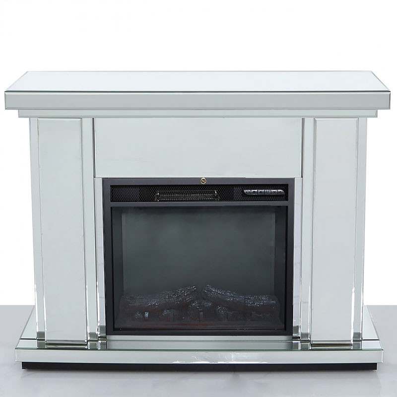 Silver Electric Fireplace
 Classic Mirror Silver Mirrored Electric Fireplace Fire