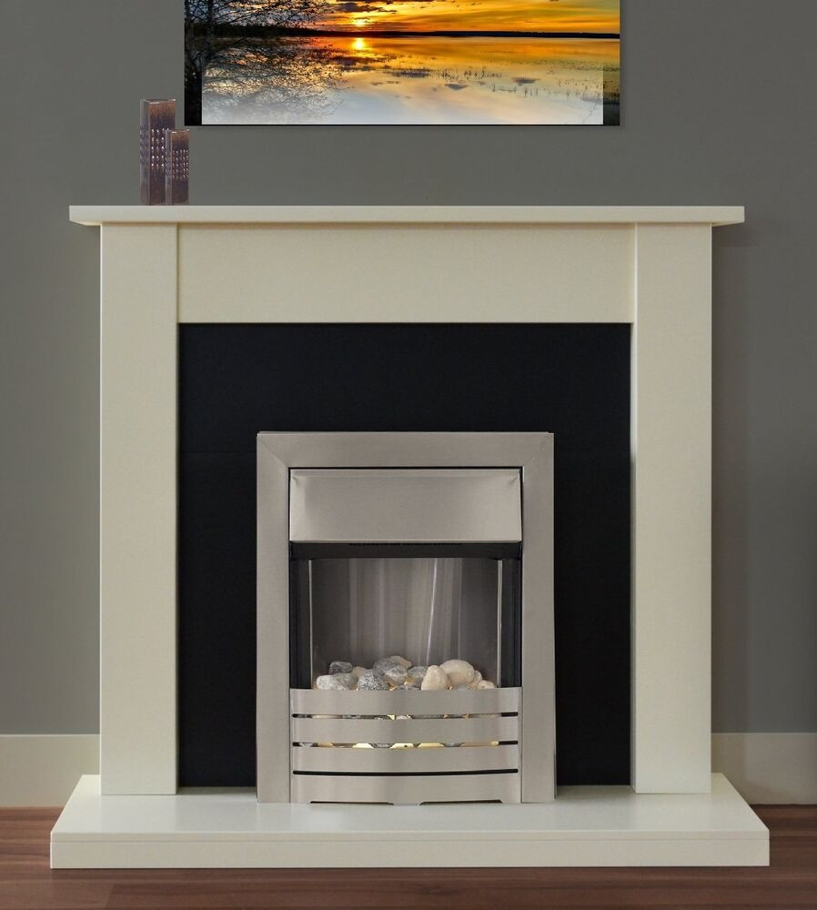 Silver Electric Fireplace
 ELECTRIC FIRE IVORY SILVER FIREPLACE MANTLE PIECE SURROUND