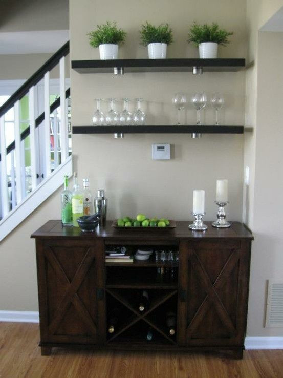 Small Bar For Living Room
 I love the idea of creating a mini bar in the entertaining