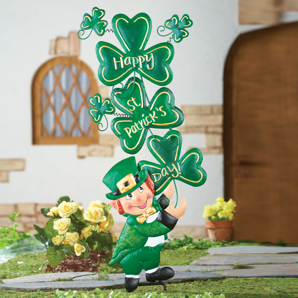 St Patrick's Day Decor
 Irish Happy St Patrick s Day Shamrock Leprechaun Garden
