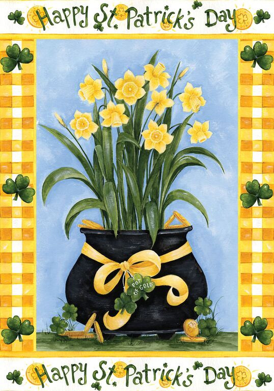 St Patrick's Day Decor
 Happy St Patrick s Day Garden Flag Pot of Gold Daffodils
