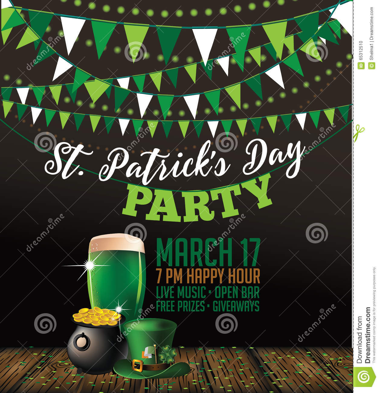 St Patrick's Day Party
 St Patrick s Day Party Invitation Poster Stock Vector