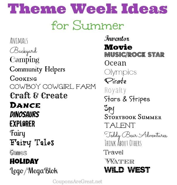 Summer Camp Theme Week Ideas
 Frugal Summer Fun Ideas Summer Theme Week Ideas Great