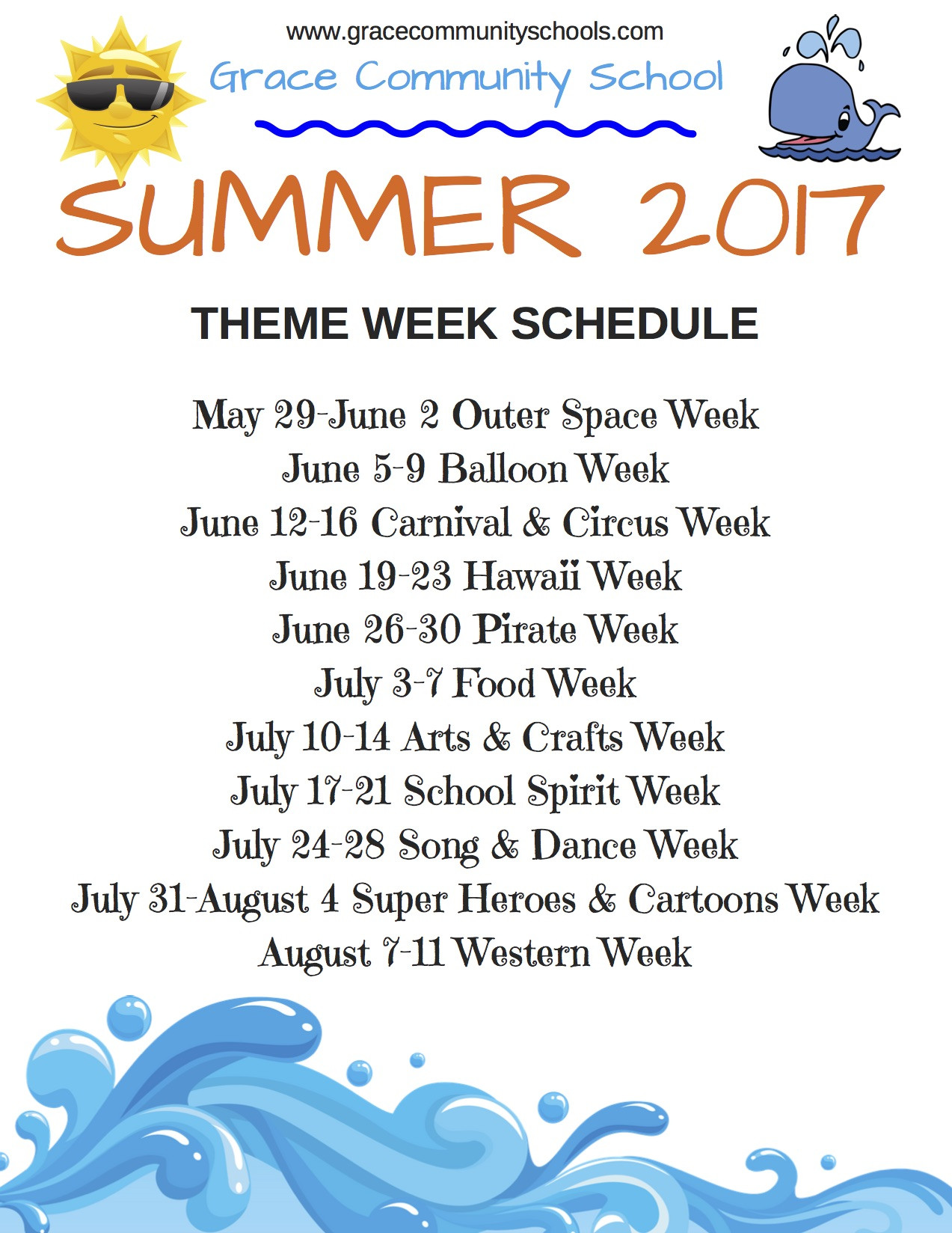 Summer Camp Theme Week Ideas
 Grace munity School Summer Camp 2017 ficial Grace