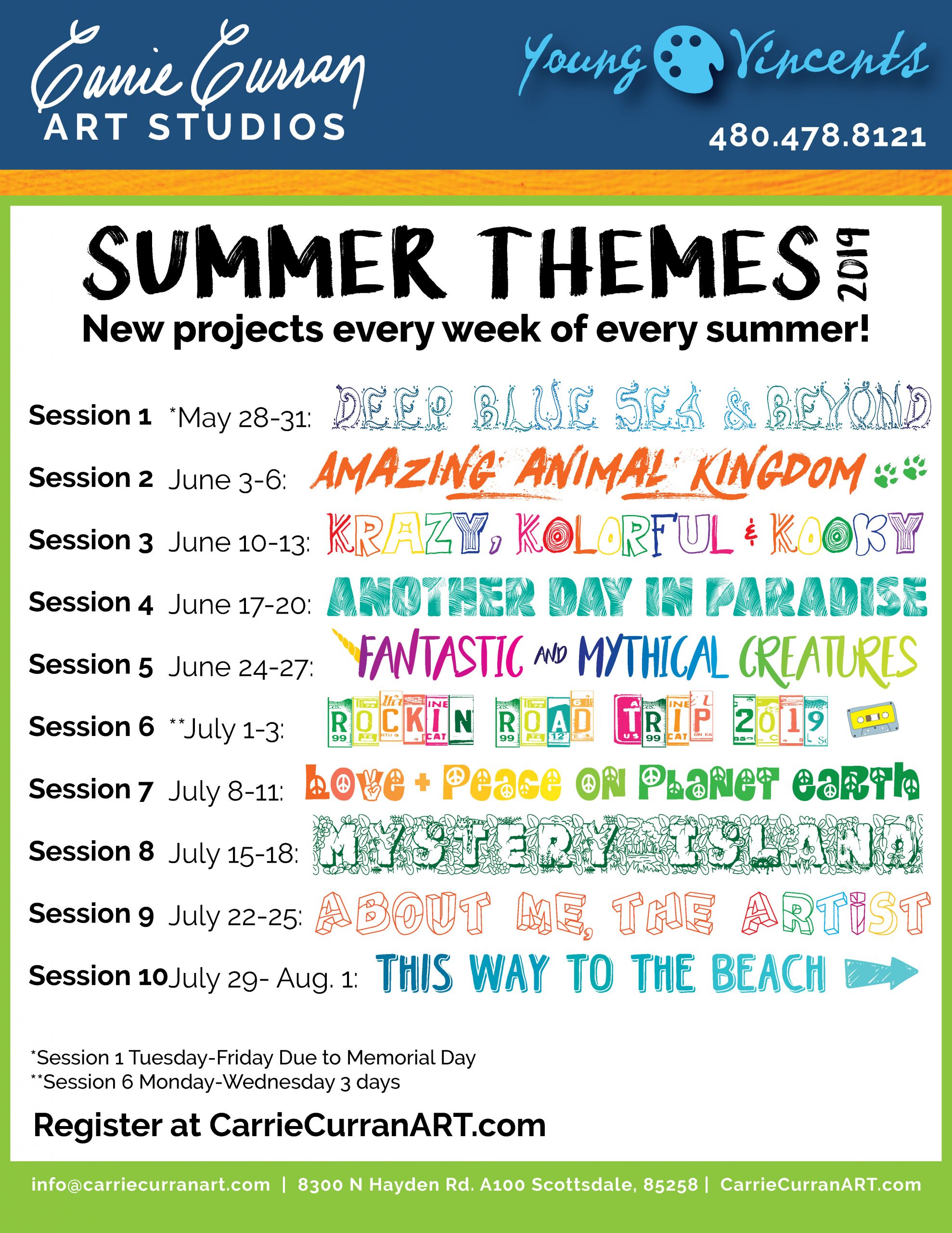 Summer Camp Theme Week Ideas
 SummerThemes2019 01 Carrie Curran Art Studios