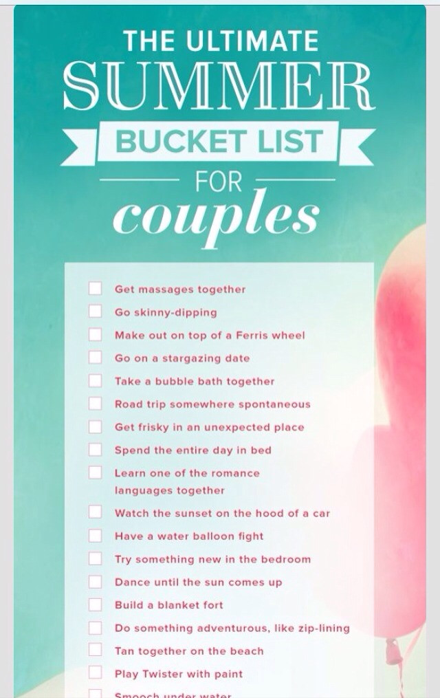 Summer Ideas For Couples
 Want Some Fun Ideas Check Out The Ultimate Summer Bucket