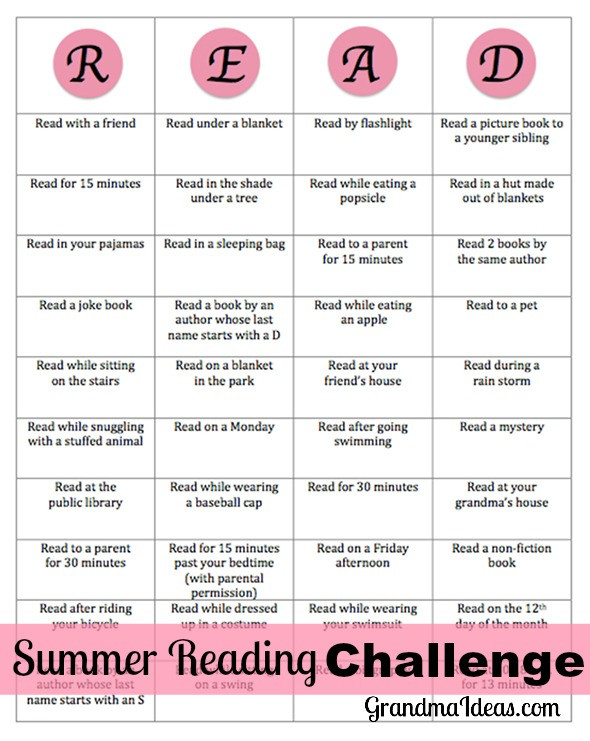 Summer Reading Challenge Ideas
 Summer Reading Challenge for Kids Grandma Ideas