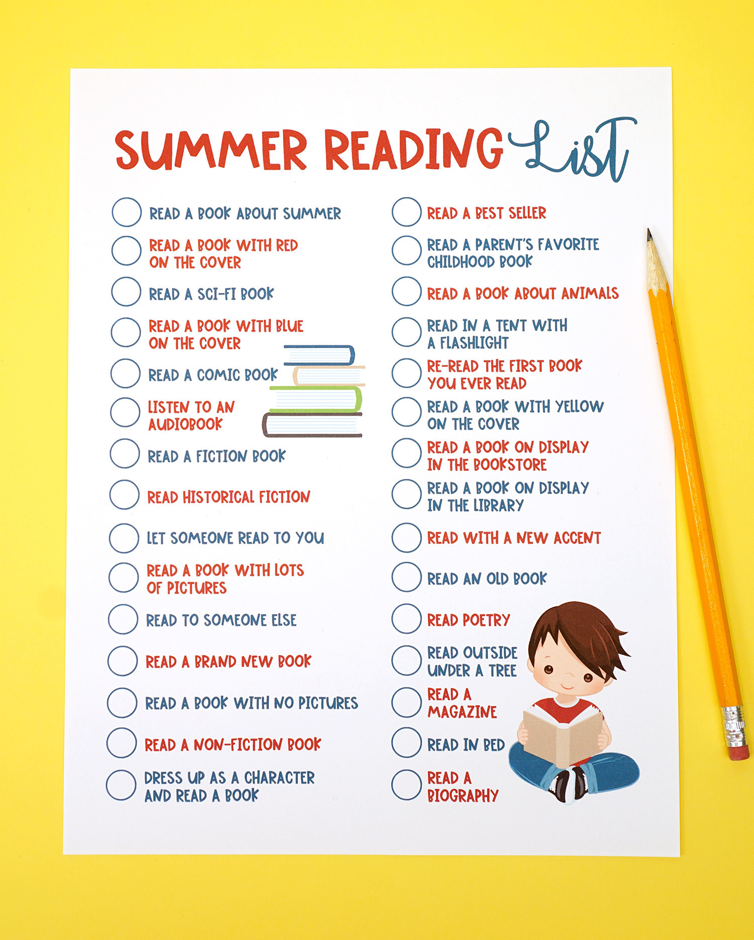 Summer Reading Challenge Ideas
 Printable Summer Reading Challenge List for Kids