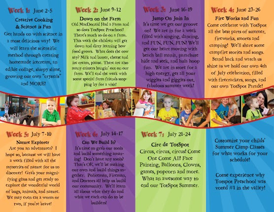 Summer School Curriculum Ideas
 TotSpot Preschool SUMMER CAMP REGISTRATION has begun