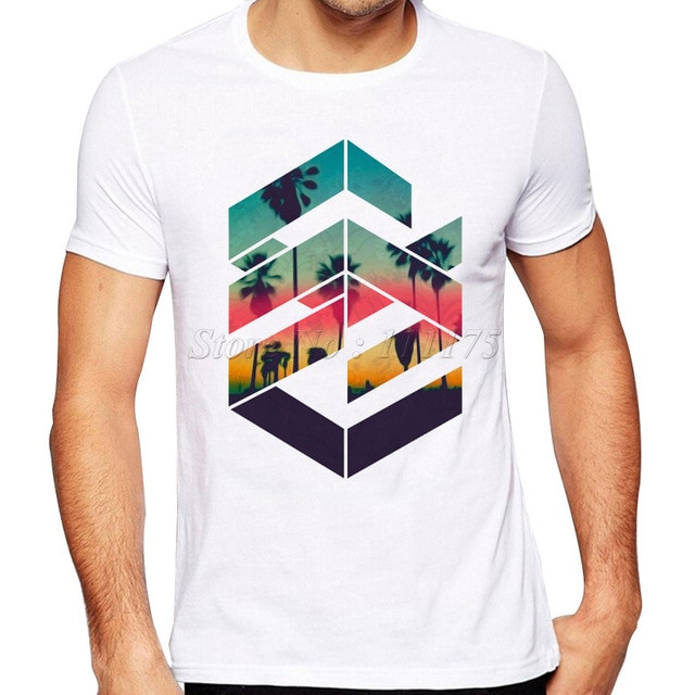 Summer T Shirt Design
 2019 Newest Summer Fashion Geometric Sunset beach Design T