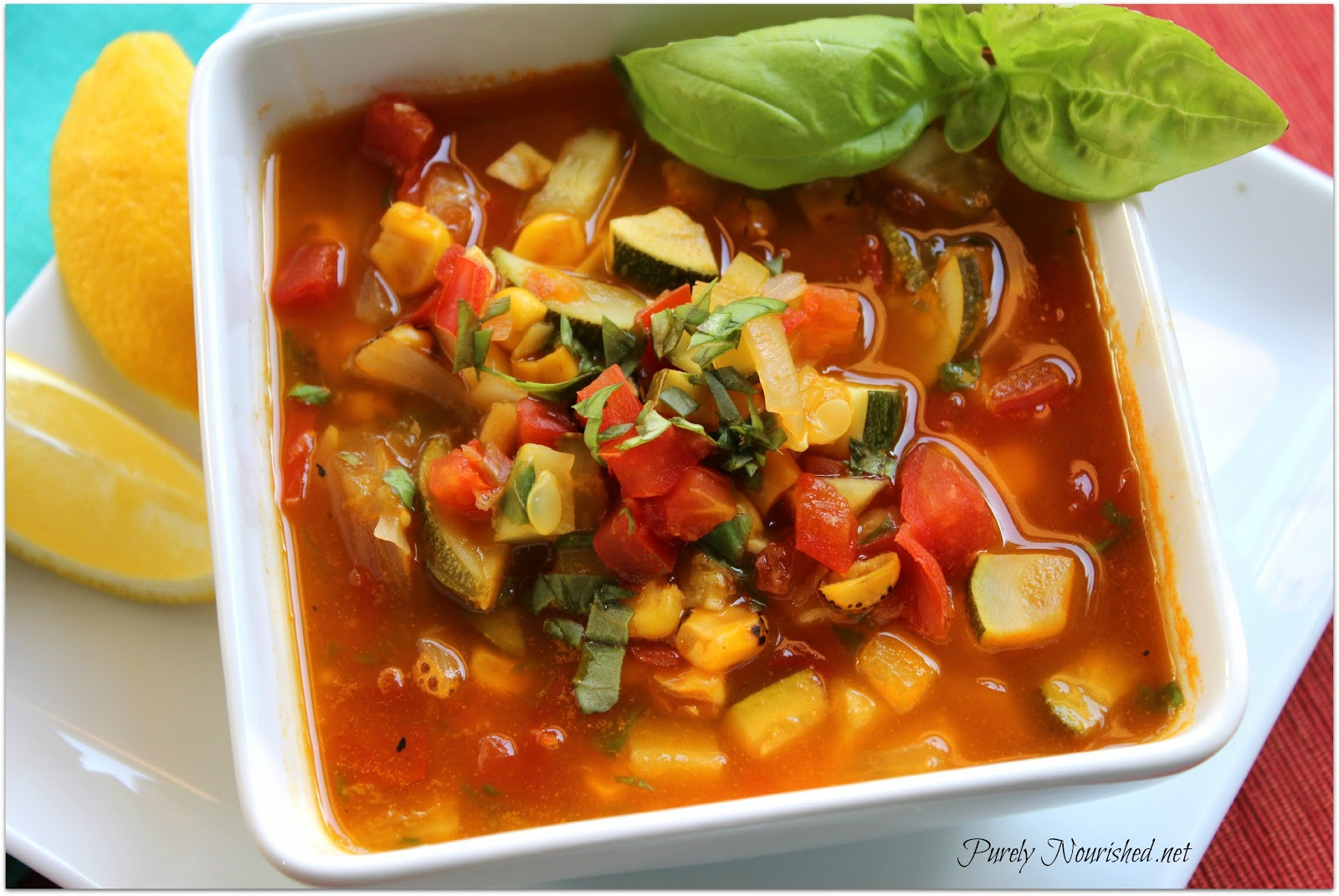 Summer Vegetable Soup Recipe
 Purely Nourished Summer Ve able Soup
