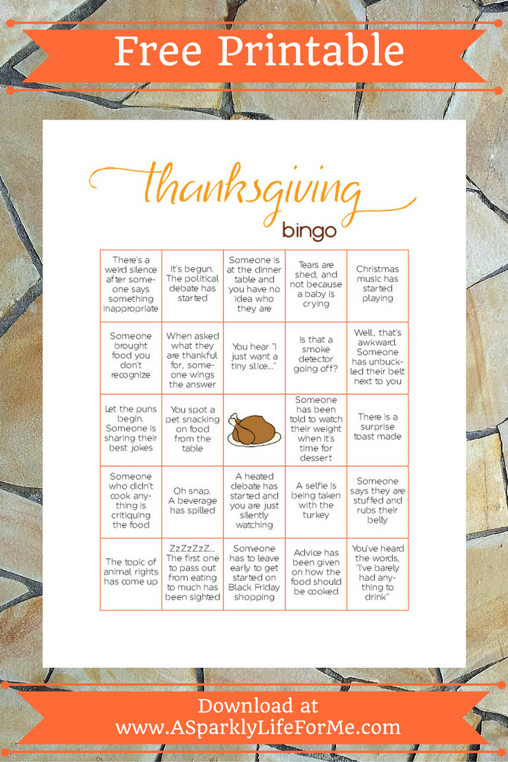 Thanksgiving Party Games
 Free Thanksgiving Bingo Game Printable for Adults A