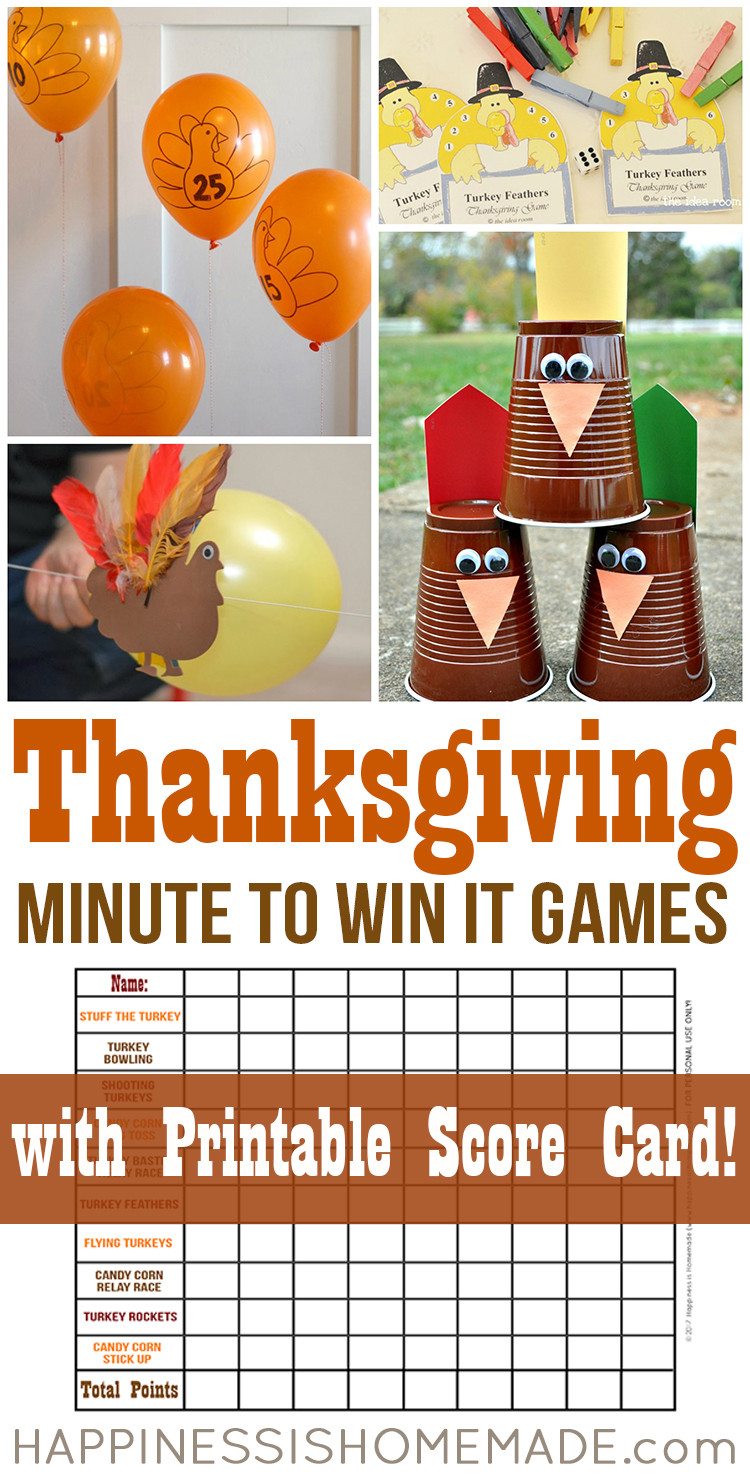 Thanksgiving Party Games
 Thanksgiving Minute to Win It Games Happiness is Homemade