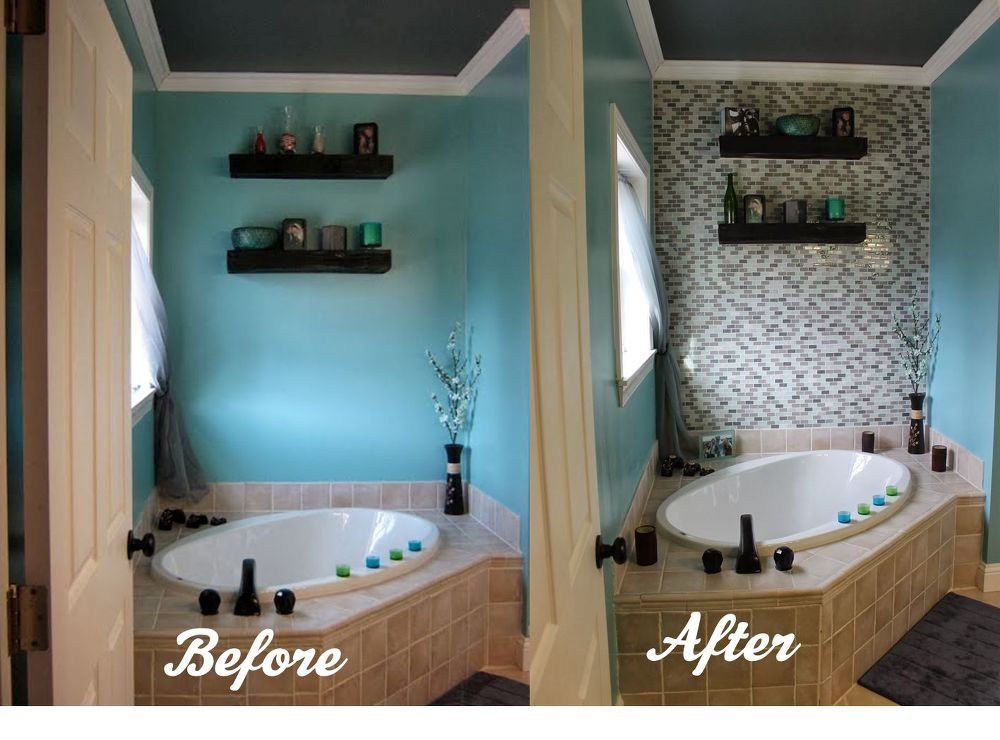 Tile Bathroom Wall Ideas
 DIY Glass Tile Accent Wall in Master Bathroom