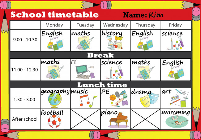Time Table For Kids
 School timetable LearnEnglish Kids