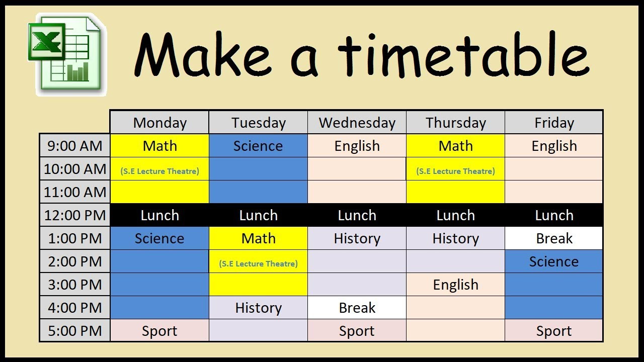 Time Table For Kids
 How to make a timetable in Excel