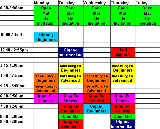 Time Table For Kids
 Change of Timetable for Kids and Teens Kung Fu Classes