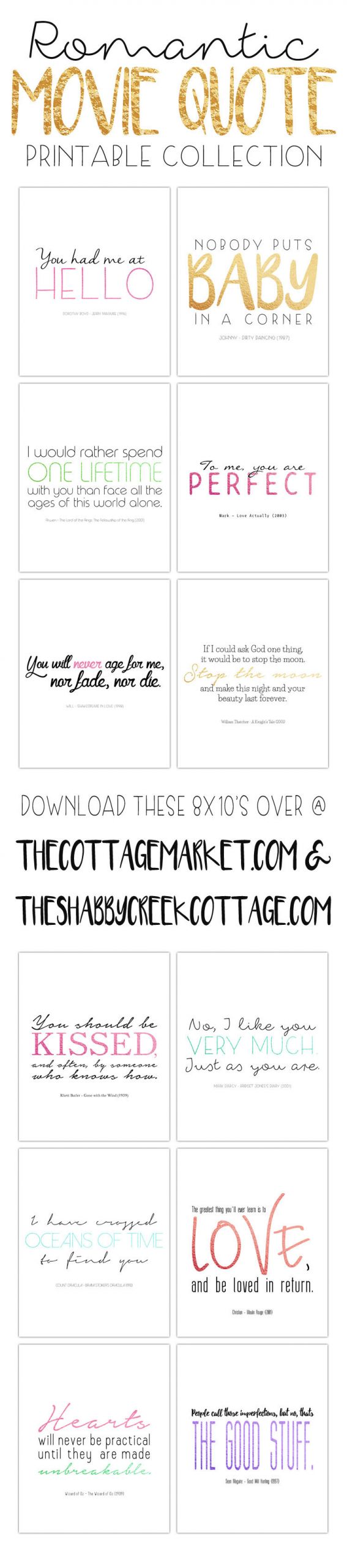 Valentines Day Movie Quote
 Romantic Movie Quote Free Printable Package The Shabby
