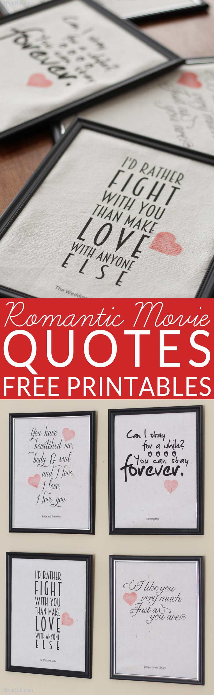 Valentines Day Movie Quote
 Romantic Movie Quotes Valentine Printables Bren Did