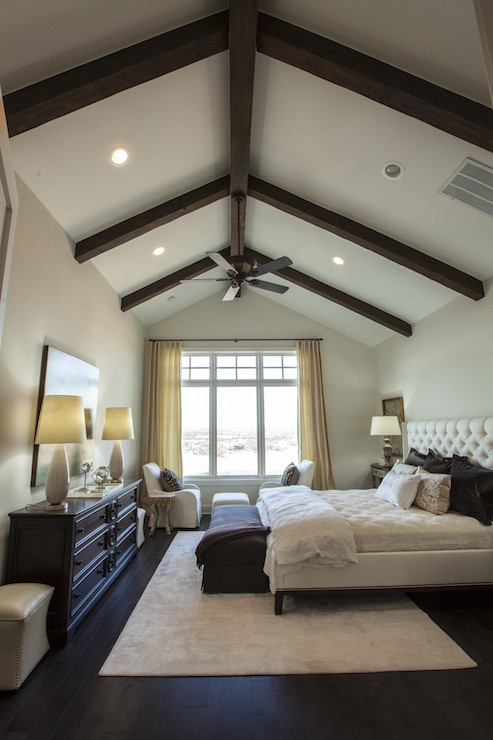 Vaulted Ceiling Master Bedroom
 Exposed Wood Beams Transitional bedroom Southern Living