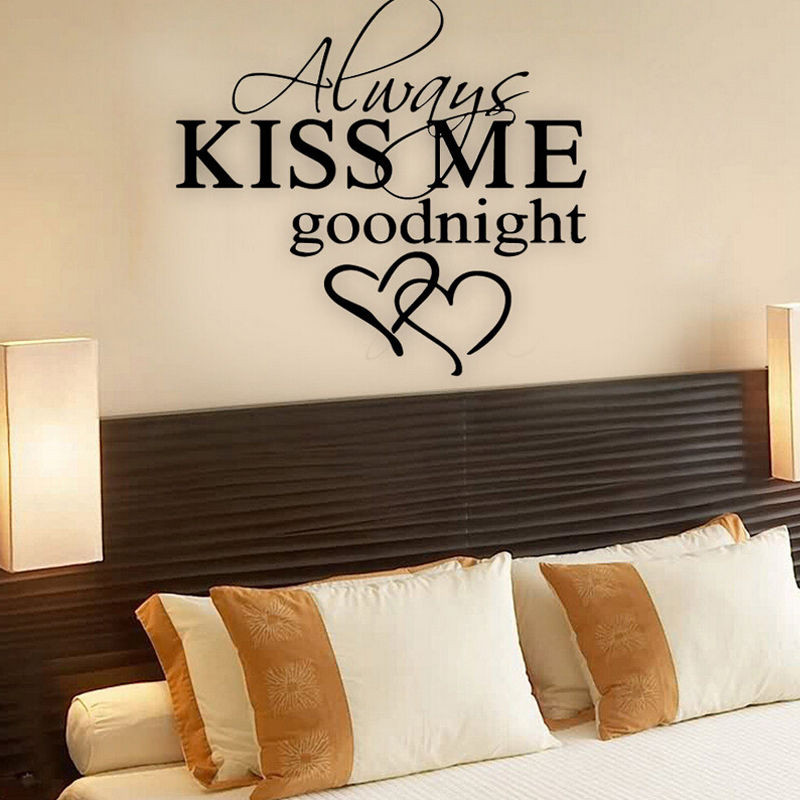 Wall Decals Quotes For Bedroom
 ALWAYS KISS ME GOODNIGHT LOVE Quote Wall Stickers Bedroom