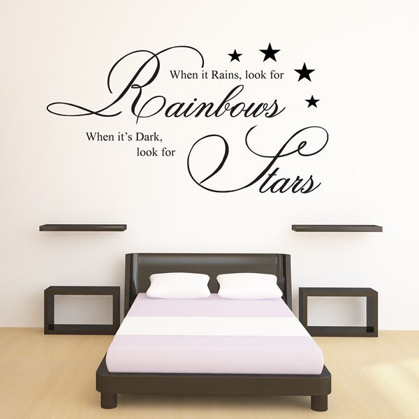 Wall Decals Quotes For Bedroom
 WHEN IT RAINS LOOK FOR RAINBOWS WALL ART QUOTE STICKER