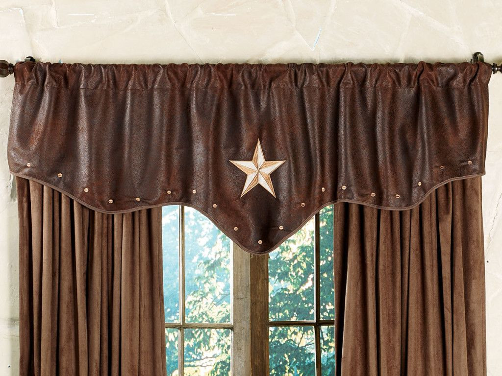 Western Curtains For Living Room
 Starlight Trails Chocolate Star Valance from Lone Star