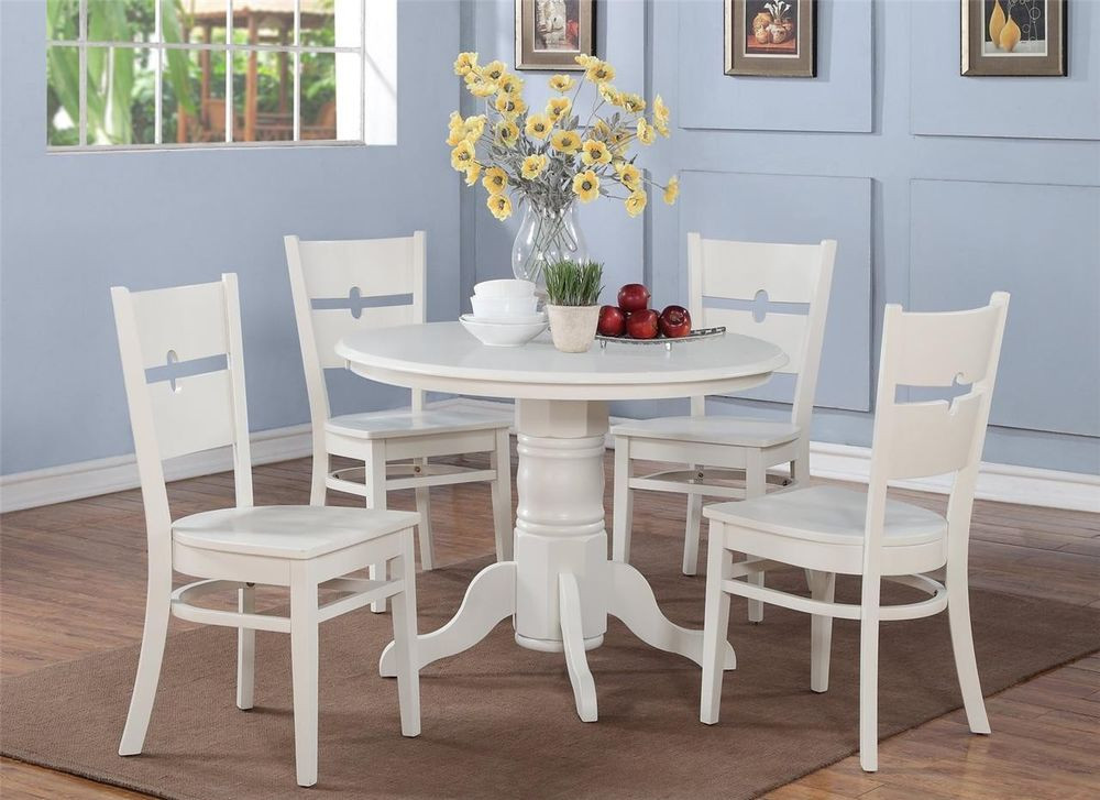 White Kitchen Table And Chairs
 5 PC SHELTON ROUND KITCHEN TABLE w 4 ROCKVILLE WOOD SEAT