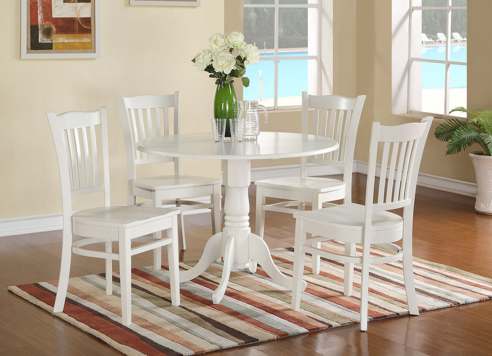 White Kitchen Table And Chairs
 5pc Dublin dinette set round pedestal kitchen table w 4