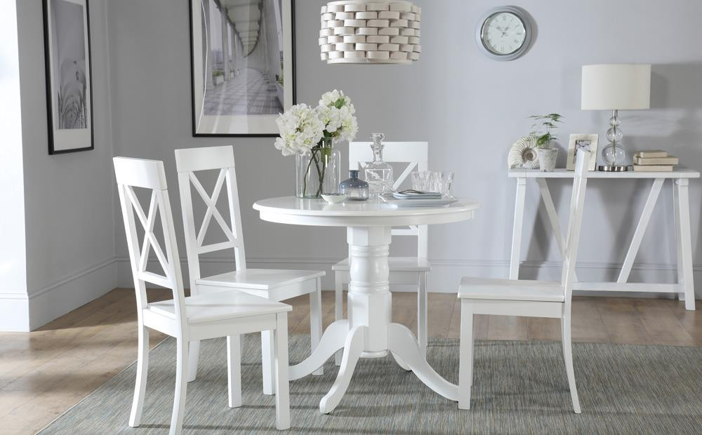 White Kitchen Table And Chairs
 Kingston Round White Dining Table with 4 Kendal Chairs
