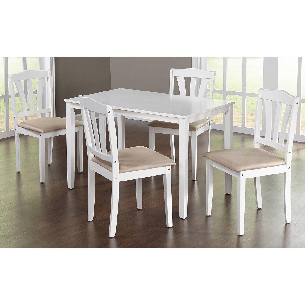 White Kitchen Table And Chairs
 5 Piece Dining Set Kitchen Table and Upholstered Chairs