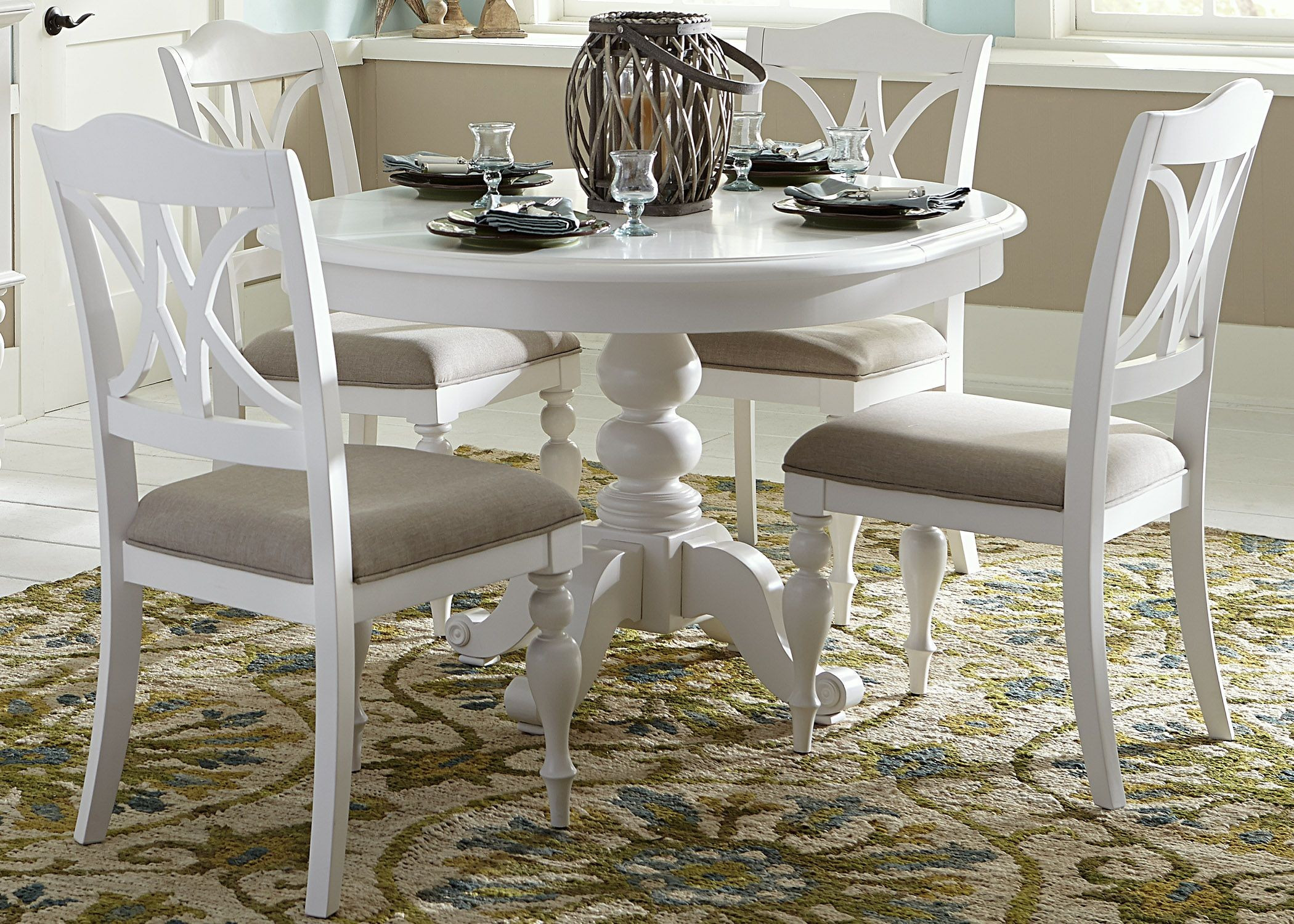 White Kitchen Table And Chairs
 Summer House Oyster White Antique White Round Pedestal