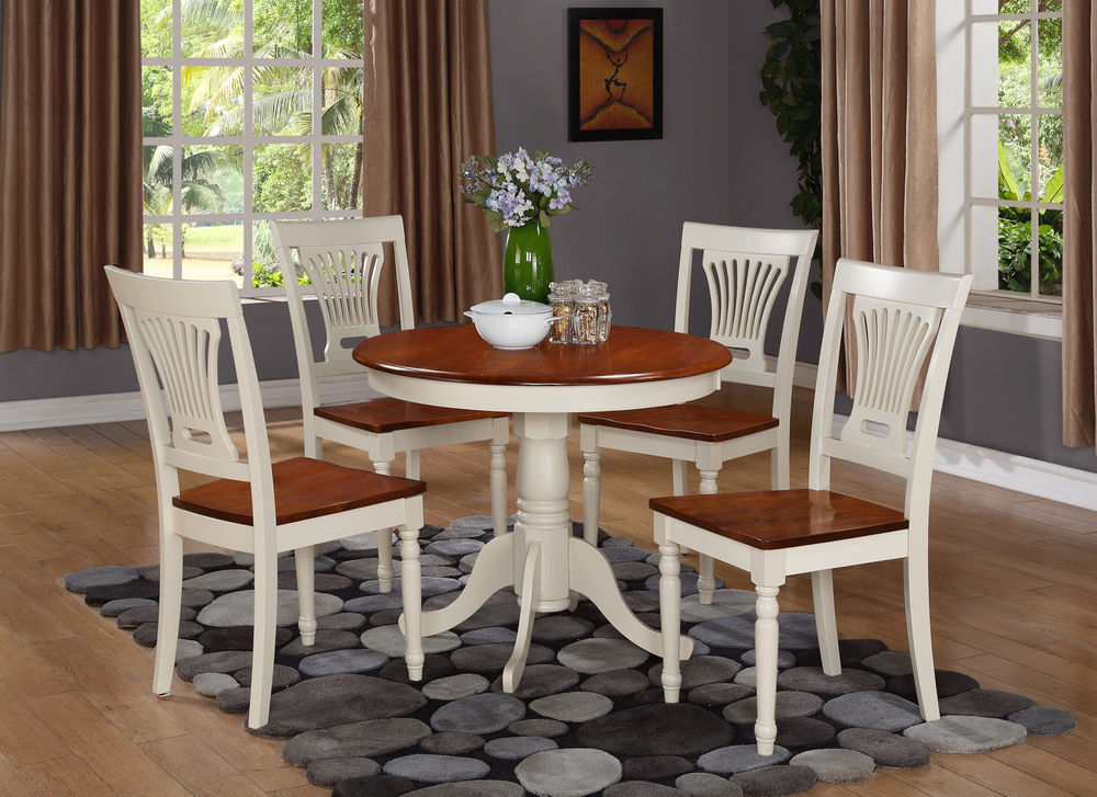 White Kitchen Table And Chairs
 3PC ROUND TABLE DINETTE KITCHEN DINING SET W 2 WOOD