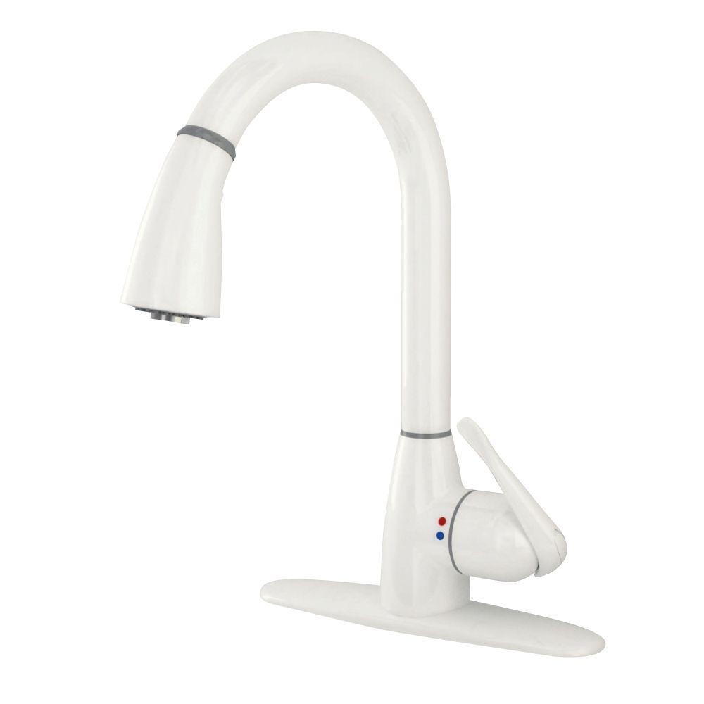 White Pull Down Kitchen Faucet
 CleanFLO New Touch Single Handle Pull Down Sprayer Kitchen