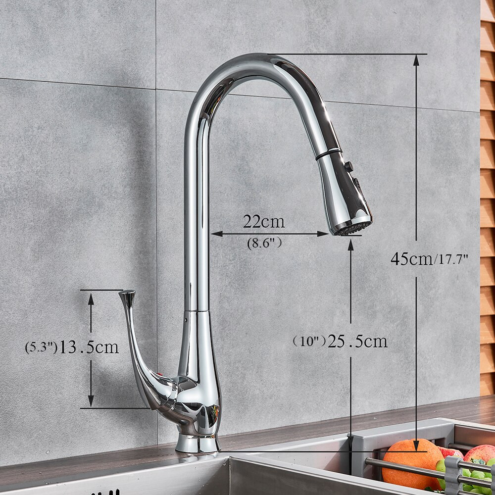 White Pull Down Kitchen Faucet
 Chrome White Kitchen Faucet Deck Mounted Hot Cold Water